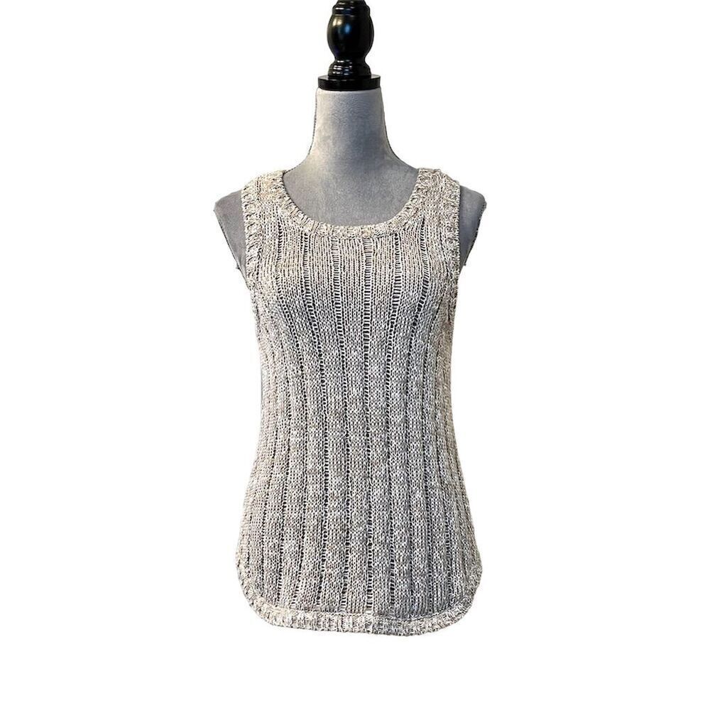 Ellen Tracy Women's Beige Open Knit Sleeveless Tank Top Size S